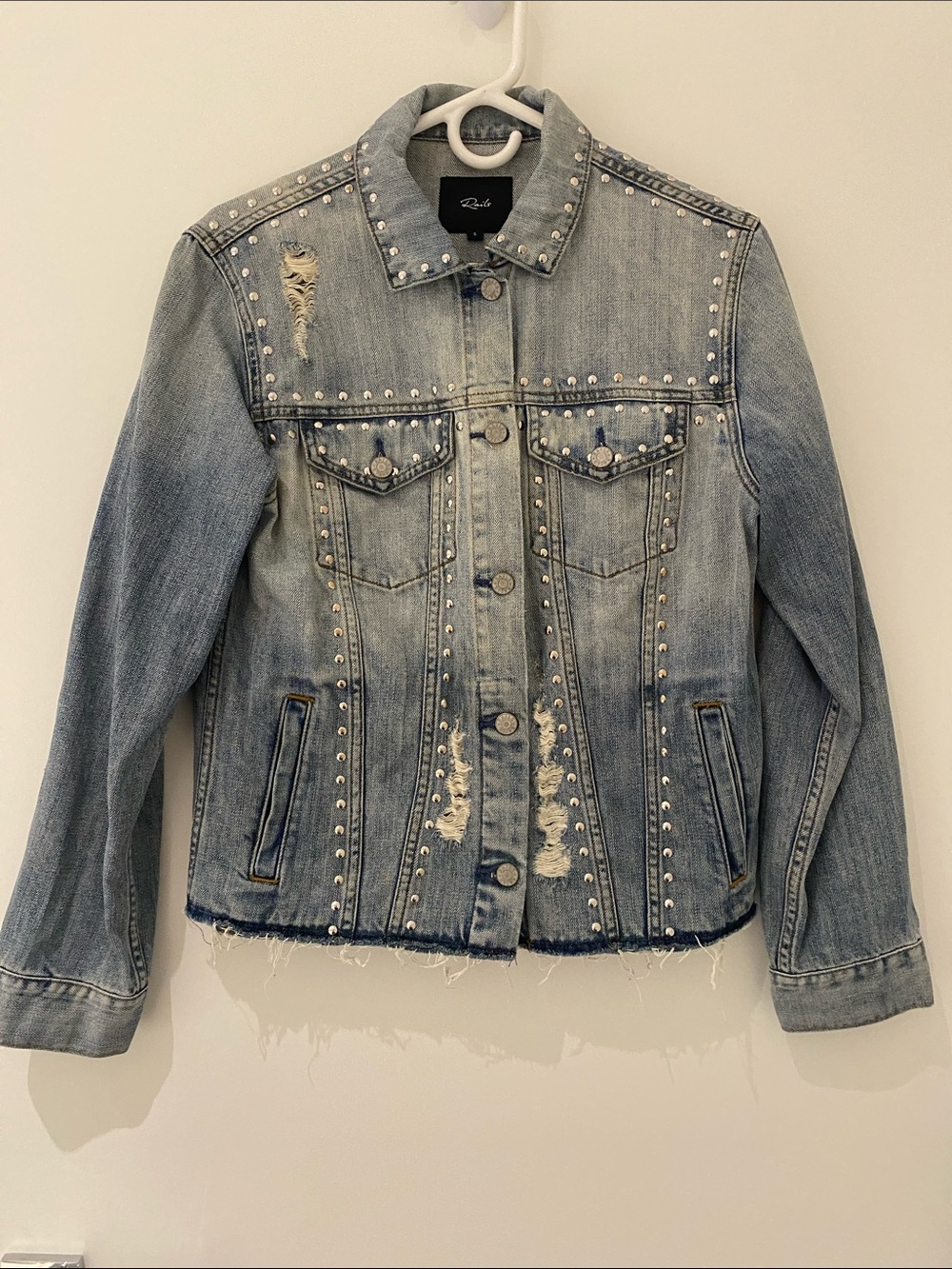 Rails Medium Vintage Knox With Studs Denim Jean Jacket With Distessing Small
